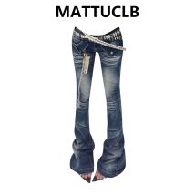 Damen Low Flare Jeans Cyber Punk Abi Y2k Japanische Skinny Bootcut Harajuku Goblin Core Lange Hosen Denim Hosen Bell Bottom