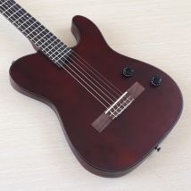 Guitarra Clásica Silenciosa con Circuito Activo, Cuerpo de Madera Sólida, Tapa de Abeto, 39 Pulgadas, 6 Cuerdas, Acabado Mate, Cuerdas de Nylon