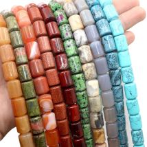 10*14MM Natural Stone Cylinder Shape Turquoises Agates Quartz Jades Loose Spacer Beads For Jewelry Making Charm DIY Accessories