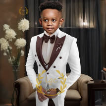 3-teiliger Anzug für Jungen, maßgeschneiderter Jacquard-Smoking mit Farbblockkragen für Hochzeiten, Partys, Geburtstage und Feiern