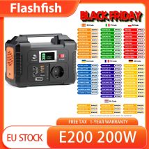 Stazione di alimentazione portatile Flashfish E200, batteria LiFePO4 da 200 W 151 Wh, uscite CA/CC/USB, onda sinusoidale modificata, ricarica multipla