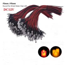10 pz 3mm 5mm Sfarfallio 9 V-12 V DC Pre-Wired Acqua Trasparente Candela Led Rosso Giallo Blu Verde Bianco Arancione Sfarfallio Lampada Lampadina