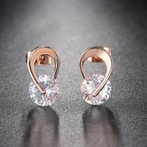 ZHOUYANG Ohrstecker Für Frauen Einfachen Stil Zirkonia Rose Gold Farbe Silber Farbe Party Täglichen Mode Schmuck KAE070