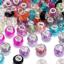 20 teile/los Transparente Farbe Facettierte Harz Perlen Großes Loch Spacer Lose Perlen für Schmuck Machen DIY Armband Halskette Großhandel