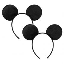CHuangQi 1pcs 2pcs Mickey Ears Headband, Solid Black Bigger Ears for Boy & Girl Birthday Party, Party Favors