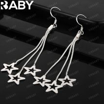 URBABY 925 Sterling Silver Earrings Tassel Stars Drop Earrings Jewelry Fashion Party and Daily Wear