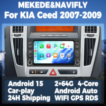 Pantalla de visualización Multimedia inalámbrica CarPlay Android Auto de 7 pulgadas para KIA Ceed 2007-2009 Android 15 Radio de coche sistema inteligente GPS