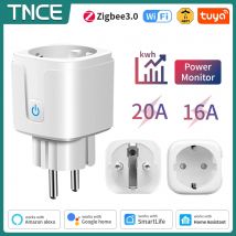 Gniazdko Inteligentne TNCE Tuya Wifi/Zigbee3.0 Wtyczka EU 16/20A Monitorowanie Zużycia Energii Zdalne Sterowanie Aplikacja Smart Life Sterowanie Alexa