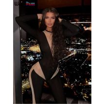 Weird Puss Patchwork Kontrast Overall Frauen Oansatz Stretch Dünne Volle Hülse Herbst Trend Sportliche Casual Aktivität Chic Overalls