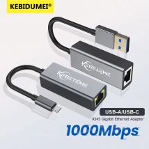    Adattatore Ethernet Lan da tipo C a RJ45 da USB 3.0 a Rj45 da 10/100/1000 Mbps per PC MacBook Windows Laptop Cavo Internet
