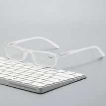 Lesebrille +1,0~+4,0 Leichte Anti-Blaulicht-Presbyopie-Brille Mini-Brille mit kleinem quadratischem Rahmen Transparent Weiß