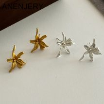 ANENJERY 2024 Neue Trend Blume Stud Ohrringe Für Frauen Silber Farbe Goden Ohrring Nische Mädchen Schmuck Geschenke