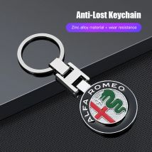 Car Keychain Zinc Alloy Keyring For Alfa Romeo 156 159 147 4C 8C 166 Giulia Giulietta Mito Stelvio Spider Tonale Disco Volante