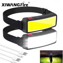 COB 180 °   Reflektor Latarka czołowa LED Latarka 3 tryby Wbudowany akumulator USB Lampa czołowa Piesze wycieczki Lampa kempingowa