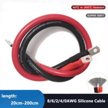Cable de conexión de batería de coche suave, Cable de silicona de 8/6/4/2/0AWG con terminales de cobre estañado M8 para inversor Solar, batería, coche, UPS. Juego