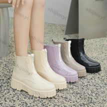 Damen-Regenstiefel mit dicken Sohlen, rutschfest, modisch, verschleißfest, Gummi, wasserdichte Schuhe, Damen-Jelly-Regenstiefel mit weichen Sohlen