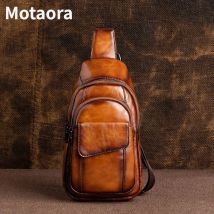 Motaora Vintage Echt leder Brusttaschen für Männer Schulter tasche 2024 neue kleine Herren Rucksäcke Anti-Diebstahl Umhängetaschen
