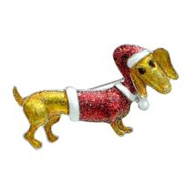 CINDY XIANG Enamel Dog Puppy With Christmas Hat Brooch Animal Christmas Pin