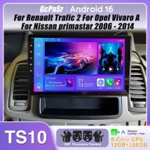 Radio samochodowe Android 16 Carplay GPS Navigation Android Auto do Renault Trafic 2, Opel Vivaro A, Nissan Primastar 2001 - 2014
