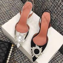 Spitze High Heels 2025, neue, passende Stiletto-Sandalen mit französischem Strassstein und geschlossenem Zehenriemen für Damen