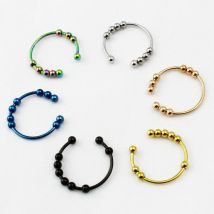 Edelstahl DIY Perlen Spinner Fidget Ring Anillos Mode Frei Drehen Anti Stress Angst Ring Für Frauen Einstellbare Größe