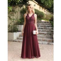 Staubige rosa Neck holder V-Ausschnitt Spitze Perlen Hochzeit Abendkleider langes Kleid aushöhlen Chiffon elegante Party kleider für Frauen 2024
