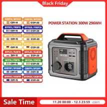 SBAOH P302 300W 296Wh Przenośna Stacja Zasilania Generator Szybkiego Ładowania Gniazda AC 230V Porty DC i Latarka LED do Podróży i Kempingu