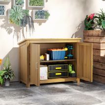 Armadietto da giardino Outsunny in legno, capannone per attrezzi resistente alle intemperie 110x50x85 cm, capannone per attrezzi