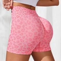 Frauen Leopard Print Shorts Schlanke Nahtlose Leggings Hohe Taille Sexy Hüfte Heben Stricken Gym Laufen Hohe Elastische Yoga Shorts