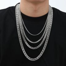 3mm/5mm/7mm/9mm Kette Edelstahl Schmuck Link Panzer Halskette Geschenk für Männer Frauen Party Mama Freundin Valentinstag