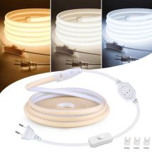 Superhelles 220V 110V COB LED-Streifenlicht 288LEDs/m Flexible Küchenlampe RA90 Wasserdichtes LED-Band mit EU-US-Netzstecker 1M-35M