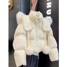 Weiße Parka-Jacke für Damen, Mantel, warm, langärmelig, Vintage-Harajuku-Kapuzenpullover, gepolsterte Jacke, Winter, 2000er-Jahre-Kleidung, Herbst