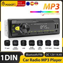 Podofo 1 Din MP3 autoradio Audio Stereo FM Aux ricevitore di ingresso SD TF USB 12V In-dash Bluetooth Multimedia Auto Radio Player