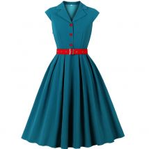 6Women Summer Pin Up Casual Party Dress Short Sleeve Retro Robe 60s 50s Vintage Rockabilly 1960s 1950s Swing Dress Vestidos