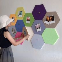 Tablero de corcho de almohadilla hexagonal, tablero de Pin, azulejos de pared coloridos, tablero de fieltro de notas para Pegatinas de pared, decoración del hogar, decoración de habitación, estética,