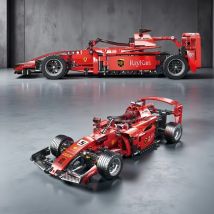 Zestaw klocków konstrukcyjnych MOC Technic - Czerwony Samochód Wyścigowy, Kreatywny Model do Składania, Zabawka DIY, Prezent na Urodziny i Boże Narodzenie