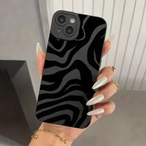Wave Pattern Print Black Silicone Case For Samsung Galaxy A16 A56 A35 A55 A34 A54 A53 S25 S24 S23 Ultra S22 Plus S21 FE 5G Cover