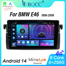 BQCC Android 14 9'' Bezprzewodowy Carplay Radio Samochodowe Stereo Odtwarzacz Multimedialny do BMW E46 M3 318 320 325 330 335 1998-2006 Odtwarzacz Samochodowy