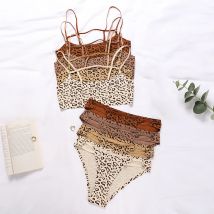 Heißer Verkauf Leopard Eis Seide Bralette Drahtlose Aktive Fitness Tracelss Bh Kurze Nahtlose Bh Und Panty Set Für Frauen