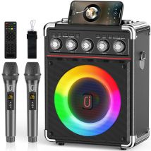 FanFun altoparlante portatile microfoni macchina per Karaoke con sistema PA di illuminazione DJ per adulti che cantano a casa
