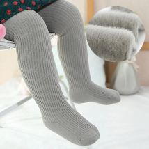 1-teilige graue Winterstrumpfhose für Mädchen, dickes Fleece, warme Thermostrümpfe für Kinder, Baumwolle, 0–6 Jahre, Baby-Basic-Strumpfhose