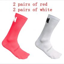 SYNDICATE SOCKS WEISS UND ROT Weiche und bequeme Damen Pro Team Mid-Tube Radsocken EU 37-42