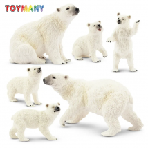 6Pcs Simulation Polar Bear Animal Model Toy Mini Figures Dolls Action Figurines Toys for Children Set Gift Cake Decoration