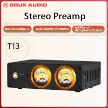 Douk Audio T13 Mini Phono Vorverstärker für Home mm Plattenspieler Desktop Kopfhörer Verstärker Plattenspieler Vorverstärker mit Dual-Vu-Meter