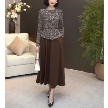 Winter Vintage Casual Jacquard Gefälschte Zwei Stück Kleid 2024 Bodycon Elegante Party Abend Vestidos Herbst Gestrickte Midi Prom Kleid