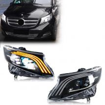 Reflektory LED do Mercedes Benz Vito Metris 2016-2023 Sekwencyjne Kierunkowskazy Projektorowe Lampy Przednie Para Zestaw
