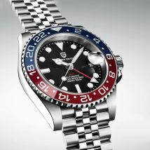 Reloj de pulsera mecánico PAGANI DESIGN para hombres GMT de lujo, reloj de cristal de zafiro de acero inoxidable 100M, relojes automáticos a prueba de agua