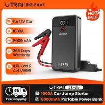 UTRAI 1000A Rozrusznik Samochodowy 8000mAh Przenośny Power Bank Awaryjny Booster do Rozruchu Akumulatora Samochodowego 12V z Lampą LED