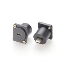 Panel mount Type-C male to female chassis mount connector for bulkhead XLR format and cabinet mount USB 3.1 10 Gbps adapter，1pc