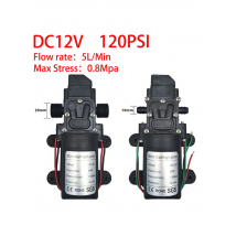 Dc 12V 120PSI 60W 5L/Min High Pressure Diaphragm Pump Mini Electric Self-priming Pump Water Washing Machine Pesticide Spraying